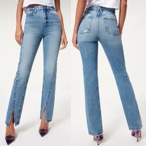 Good American Good Boy twist split hem jeans